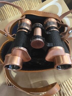 Vintage-Style Copper Binoculars with Brown Case